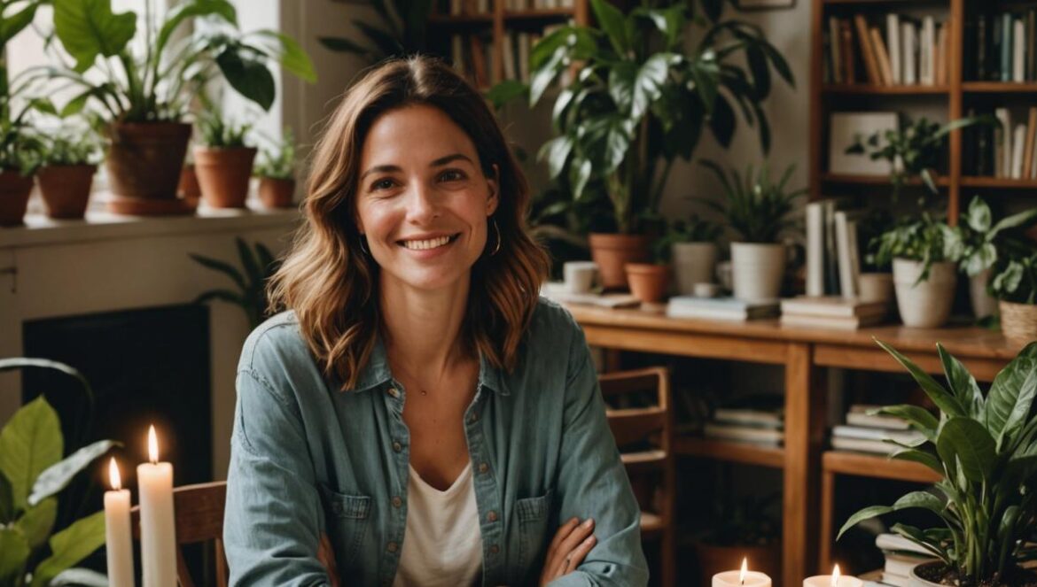 El poder invisible del “cómo”: la clave emocional que transforma cualquier conversación A confident young woman in her early thirties, sitting in a cozy Buenos Aires apartment filled with plants and soft natural light, engaged in a heartfelt conversation with a friend across the table. Both are smiling and making expressive gestures, emphasizing emotional connection. Editorial, photorealistic style, the main subject (the woman) is centered and in sharp focus, surrounded by books and candles for a warm, inviting atmosphere.
