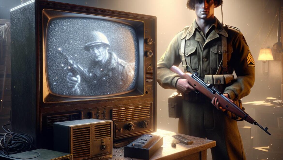 ¿Un fan hizo el mejor remake de Medal of Honor? Así revive la saga con Unreal Engine 5 A photorealistic editorial-style image of a classic Medal of Honor soldier, standing at the center, immersed in a realistic WWII bunker recreated with modern lighting and high-definition textures. The mood is nostalgic yet modern, with subtle rays of light illuminating dust particles in the air. The background shows a blurred out old CRT monitor running the original game, while in the foreground, high-tech gaming gear rests on a table. The main subject is well-centered and sharply focused, blending retro atmosphere with state-of-the-art graphics.