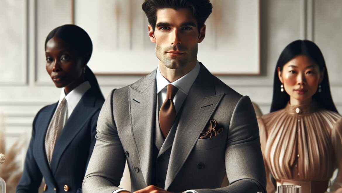 ¿Disciplina o presión? Lo que el método Arnault revela sobre éxito, familia y bienestar A well-dressed young man in his early 30s, sitting at a sophisticated dining table with family members in an elegant modern office space, editorial photorealistic style, soft natural lighting, luxury fashion details visible (e.g., Dior or Vuitton), subtle business documents and designer items on the table, centered composition with main subject sharply focused, professional yet warm atmosphere.