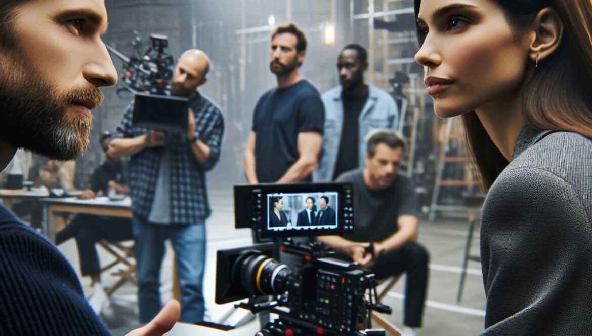 Kate Winslet vs. James Cameron: la verdad tras el rodaje más intenso de su vida Kate Winslet and James Cameron on a modern film set, both in the center of the frame, engaged in an intense but professional conversation, photorealistic editorial style, well-lit studio environment with cameras and crew in the background, serious but respectful expressions, main subjects centered and sharply in focus.