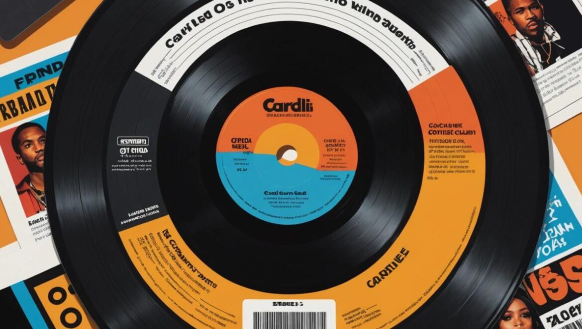 Cardi B regresa tras 7 años y Frank Ocean revive el culto al vinilo: la música entra en modo impredecible A dynamic editorial image featuring a close-up of a vinyl record with Frank Ocean's name, beside a smartphone displaying Cardi B's album cover. Photorealistic style, vibrant lighting highlighting the contrast between analog and digital music culture. Main subjects well-centered and sharply focused, background subtly showing concert tickets and pop culture magazines for context.
