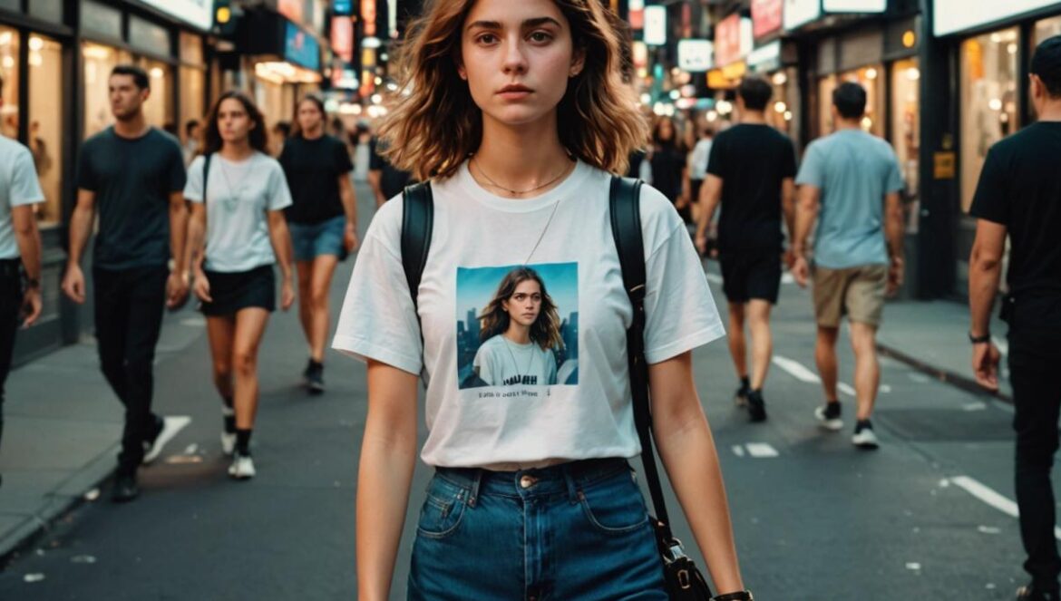 Clairo rompe su propio mito con LEMONHEAD: del hermetismo visual a la autenticidad indie en Nueva York Clairo at night in New York City, walking confidently with friends on empty city streets, wearing a white tee and mini skirt, photorealistic editorial style, urban lights softly illuminating her face, smoky city atmosphere, center-focused composition with Clairo as the main subject, mood of intrigue and carefree rebellion.
