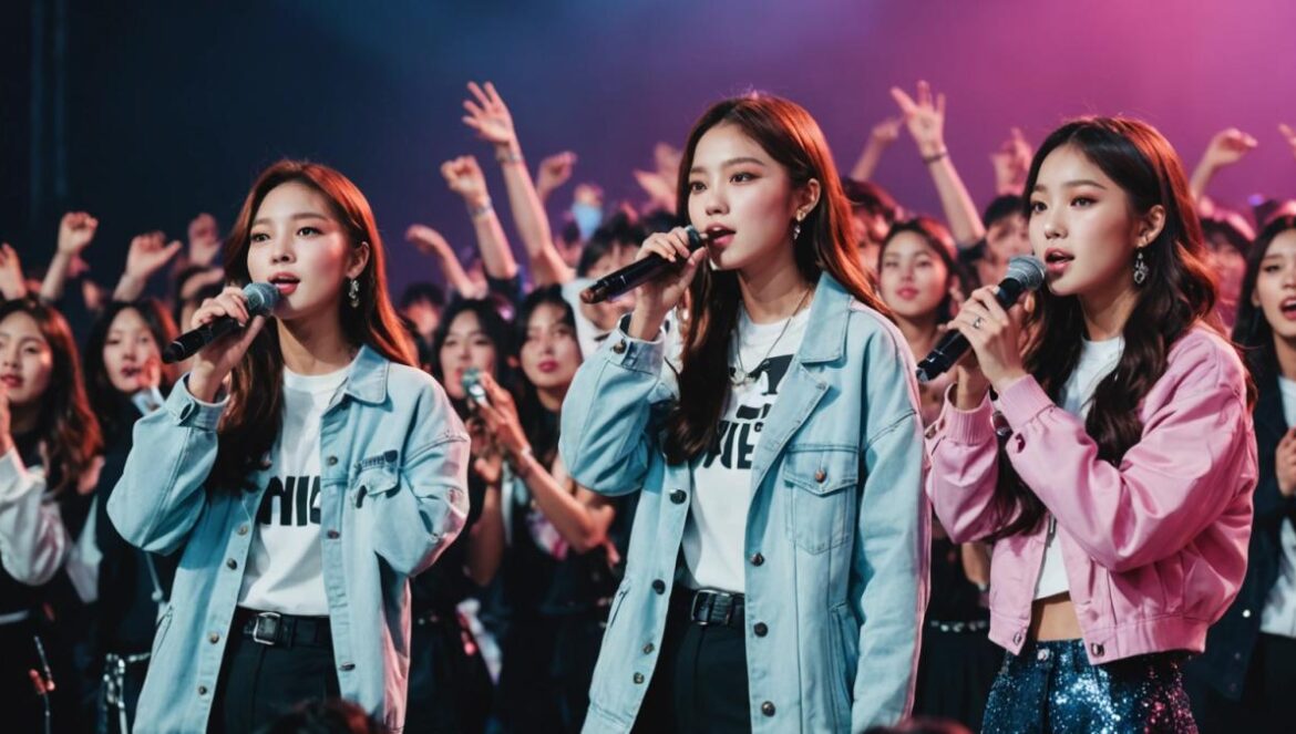 ¿Por qué los comebacks K-pop 2025 emocionan (y dividen) tanto? A group of stylish young K-pop idols on stage during a comeback performance in Seoul, photorealistic editorial style, dynamic stage lights and vibrant colors, fans with glowing lightsticks in the audience, central focus on the main idol confidently singing, crisp and energetic atmosphere.