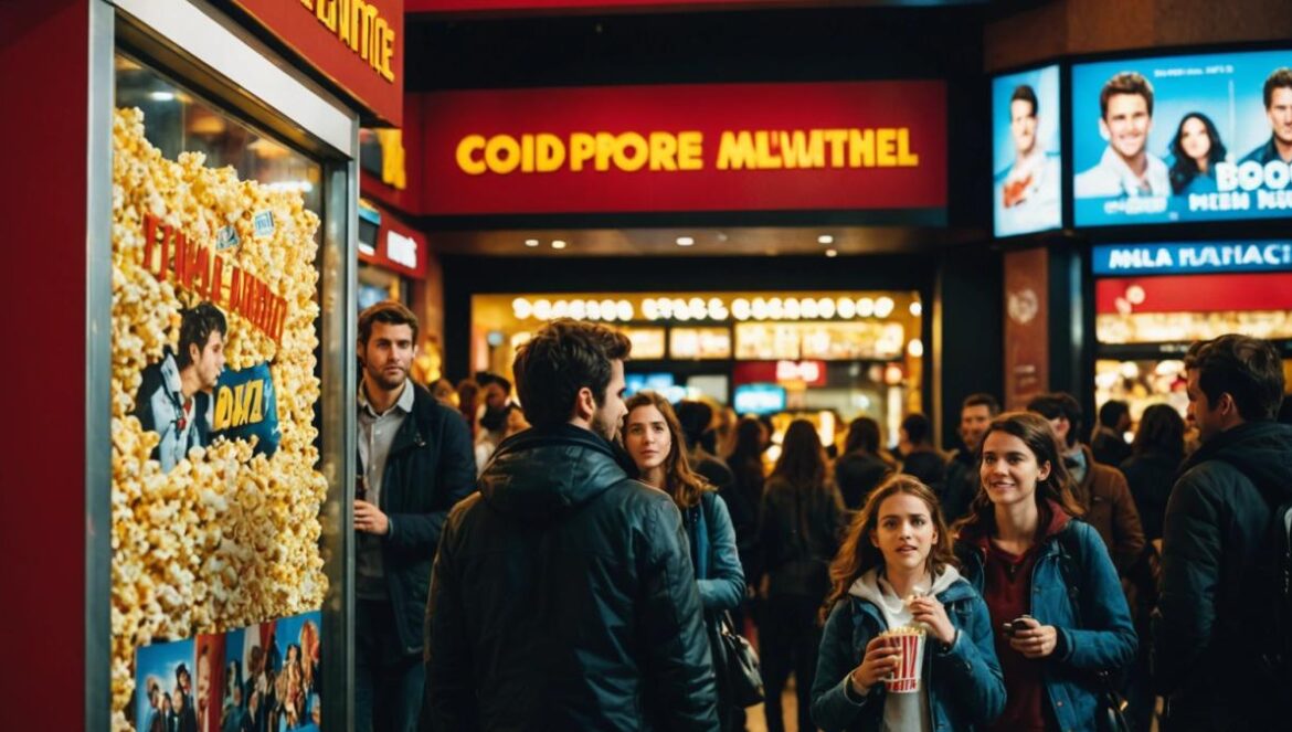 ‘Superman’ 2025: James Gunn apuesta por un renacimiento DC con David Corenswet, Rachel Brosnahan y hype global renovado A photorealistic editorial-style image of a modern movie theater in Madrid, with vibrant Superman posters dominating the entrance, excited young fans lining up with popcorn and mobile phones, bright lights and a palpable sense of anticipation, main subjects (fans and posters) clearly centered and in sharp focus, energetic evening atmosphere.