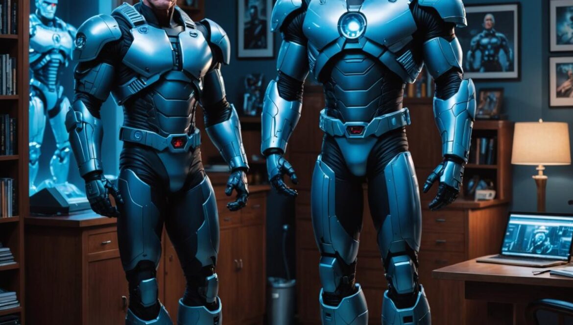 Batman & Robin: El traje de Mr. Freeze que Arnold no deja ir (ni por un dólar) Arnold Schwarzenegger posando junto al traje iluminado de Mr. Freeze en su casa