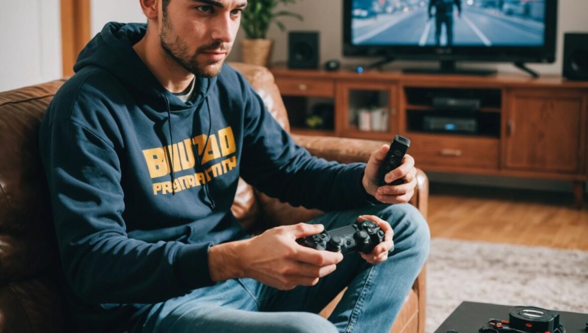 GTA+ Julio-Agosto 2025: ¿Vale la pena el buff de recompensas este mes? Joven gamer español jugando GTA III en el móvil con un coche de GTA V en pantalla grande.