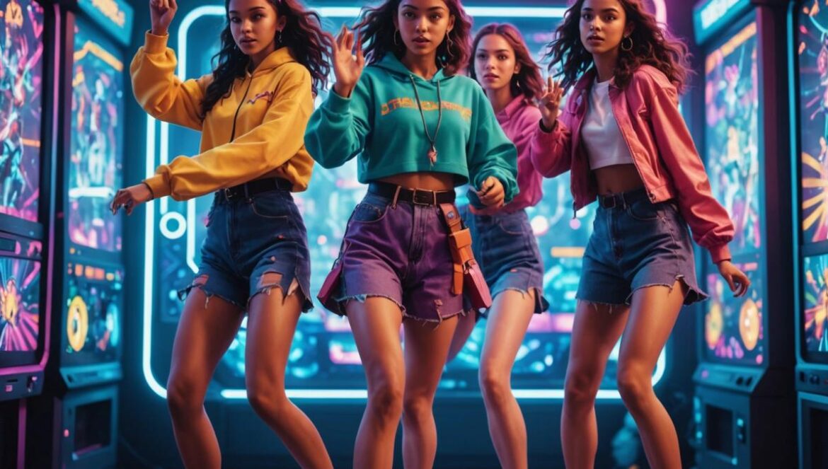 Illit y el K-pop que se juega como un videojuego retro Cinco chicas bailando dentro de una consola retro, con trajes coloridos y estética gamer.
