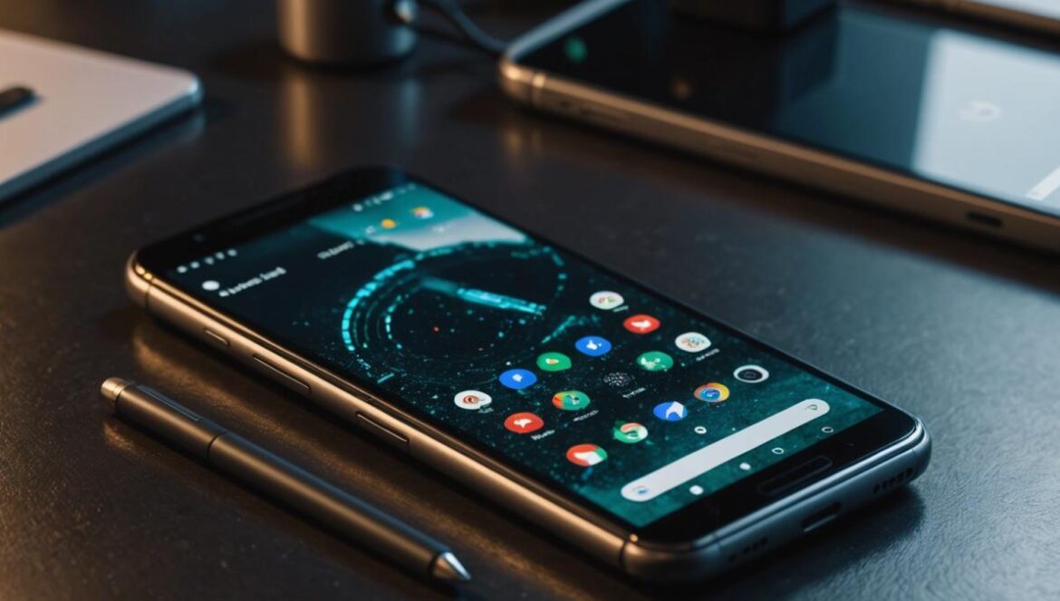 El Pixel, entre la libertad y el riesgo: cómo el móvil favorito de geeks se volvió el gadget top de narcos y policías A Google Pixel smartphone at the center of a sleek modern table, surrounded by dimly lit cyberpunk-style tech gadgets. The phone's screen displays encrypted communication apps. The environment feels tense yet high-tech, with blurred figures in the background suggesting secrecy. Photorealistic editorial style, main subject (Pixel) sharply centered and in focus, moody lighting highlighting privacy and intrigue.
