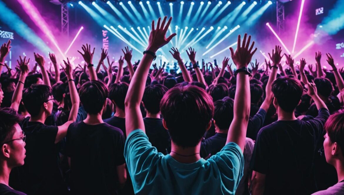 Koyote vuelve: nostalgia K-pop con beats modernos Koyote actuando en un gran escenario con luces neón y fans coreanos animados al frente.