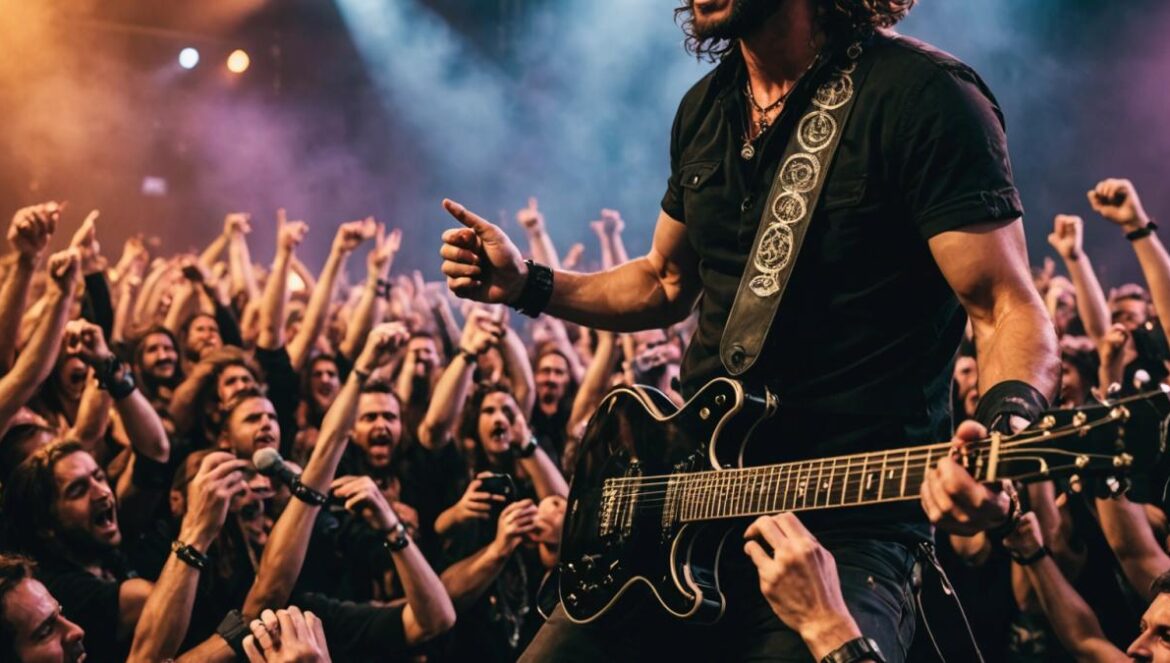 Mägo de Oz revienta Llanera: insultos virales y rock sin censura Guitarrista de Mägo de Oz gritando al micrófono mientras el público reacciona entre euforia y sorpresa en un concierto nocturno.