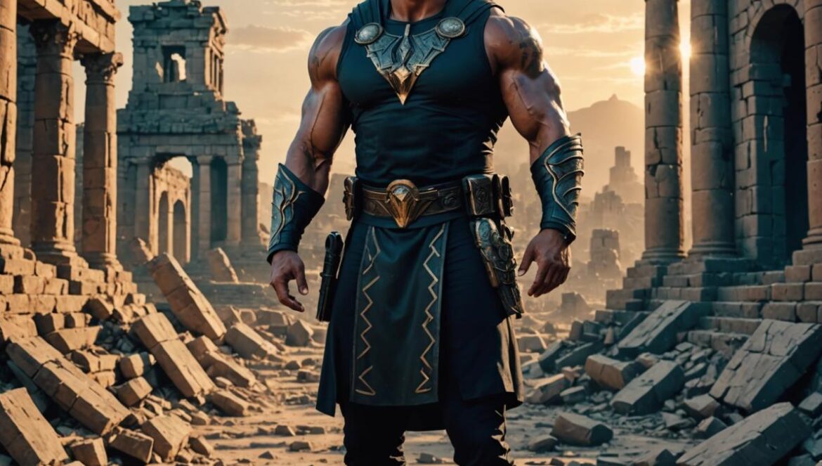 ¿Por qué Black Adam fue un fiasco taquillero pese a su hype? Dwayne Johnson caracterizado como Black Adam entre ruinas antiguas bajo una luz dramática.