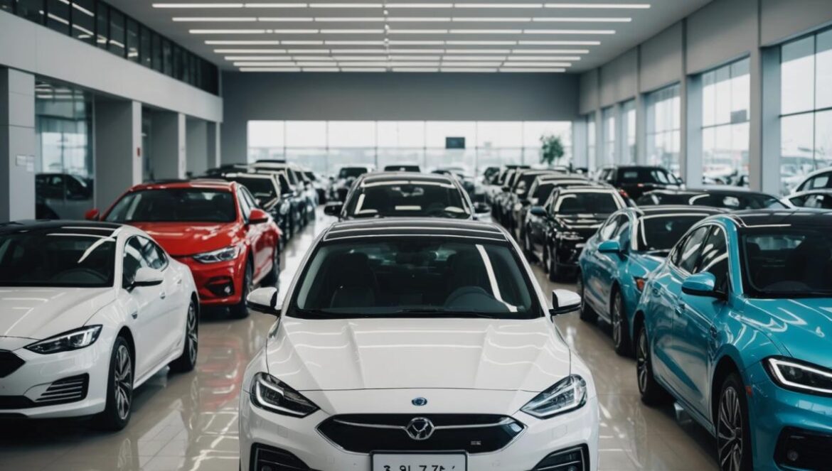 Concesionarios chinos al borde del colapso: ¿por qué hay tantos coches sin vender? Concesionario chino lleno de coches eléctricos nuevos pero vacío de clientes y vendedores.
