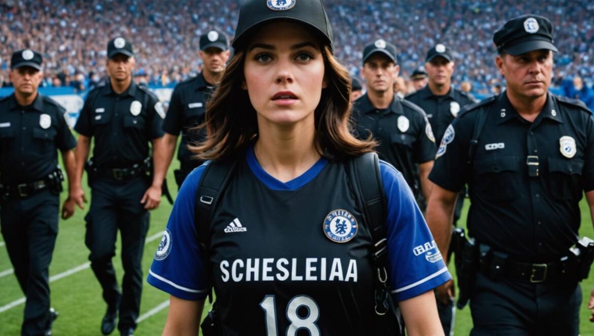 Premier League y Bonnie Blue: Lo que no viste tras el veto viral Bonnie Blue disfrazada es escoltada por seguridad fuera de un estadio lleno de aficionados curiosos.