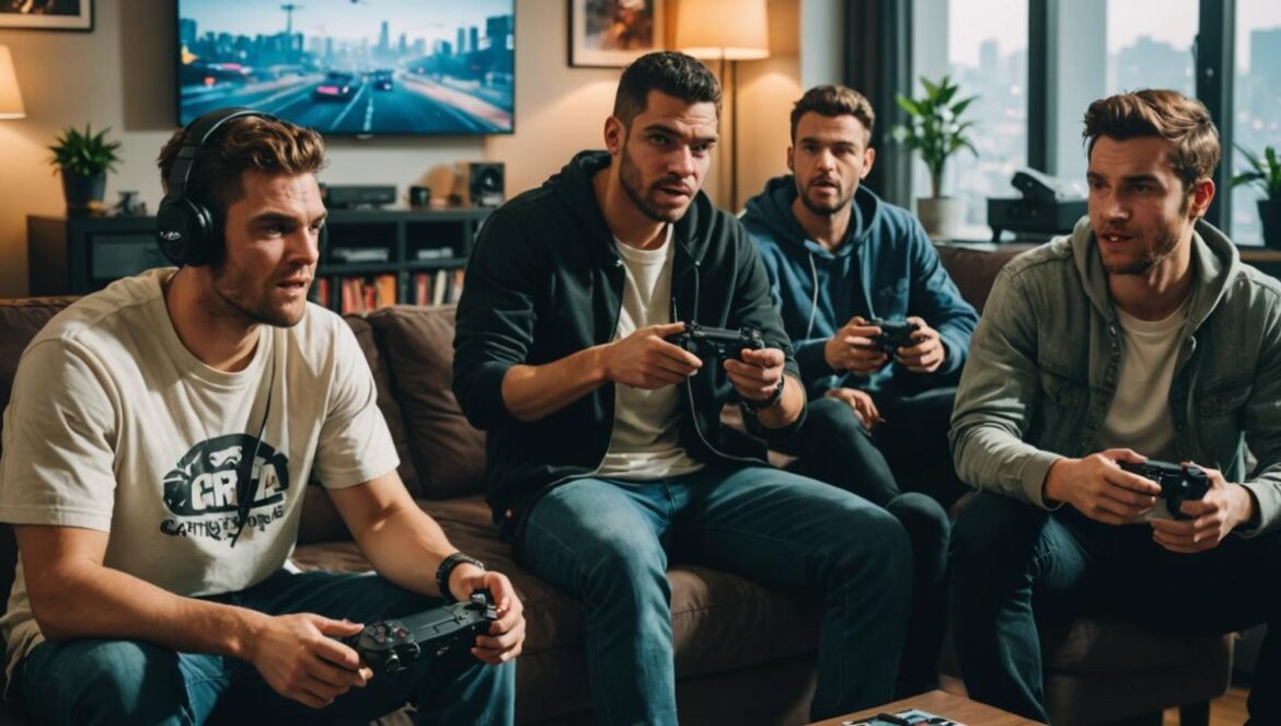 GTA Online se pone serio: recompensas brutales y coches gratis en el Event Week más jugado del verano Un grupo de jóvenes jugando juntos GTA Online en una sala moderna con pantallas y mandos visibles, ambiente vibrante y mucha emoción.