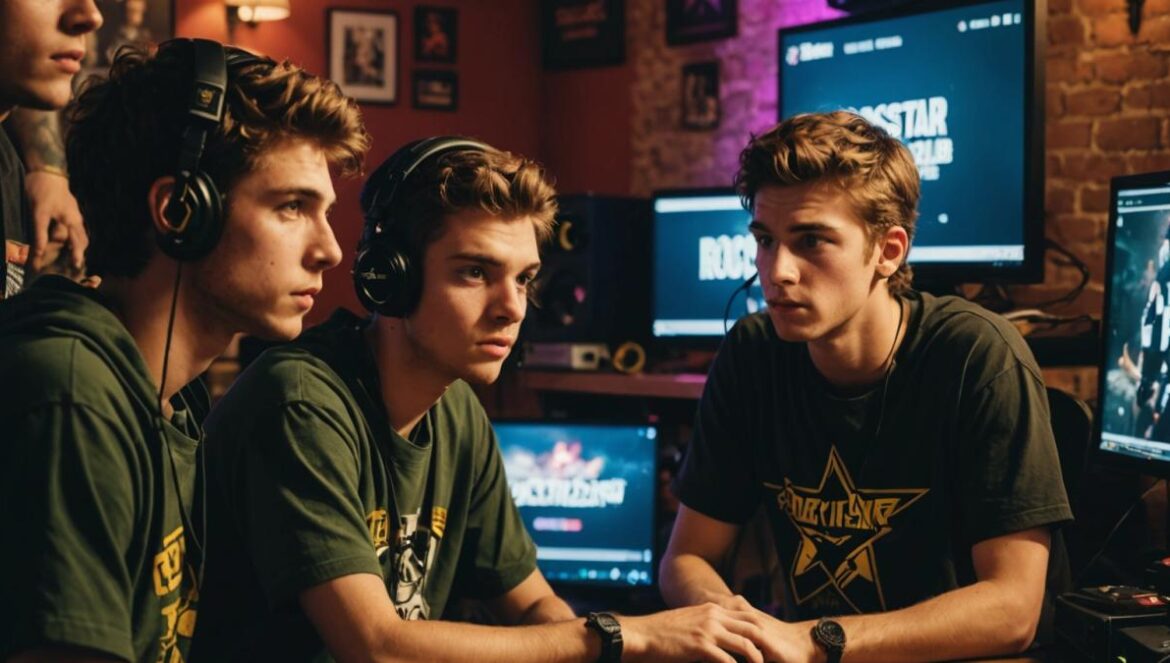¿Rockstar Social Club desaparece? El cambio que nadie vio venir Grupo de jóvenes gamers mirando sorprendidos una pantalla con la web de Rockstar Social Club.