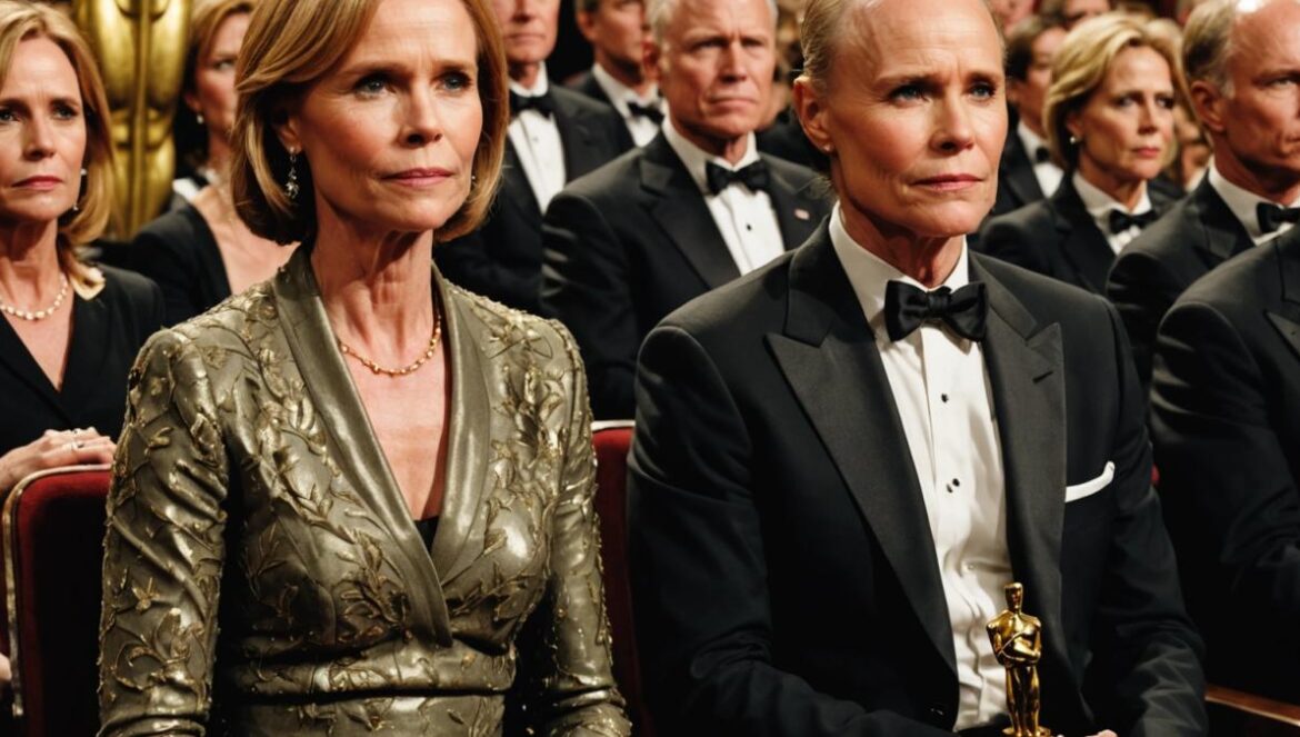 Amy Madigan y el Oscar que nadie aplaudió: El gesto que reabre viejas heridas en Hollywood Amy Madigan y Ed Harris sentados serios entre famosos que aplauden en una gala de los Oscar.