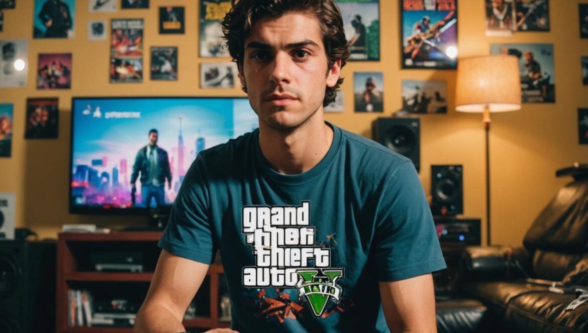 GTA+ Agosto-Septiembre 2025: Así viví los premios, trucos y novedades que SÍ valen la pena Joven español jugando GTA V en consola con pósters de Rockstar Games al fondo