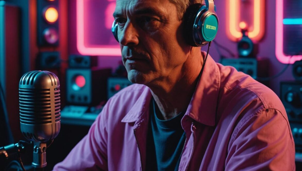 Lazlow en GTA 6: El adiós inesperado que nadie quería y el nuevo rumbo de Rockstar Locutor carismático en cabina de radio estilo años ochenta con luces neón y micrófono clásico.