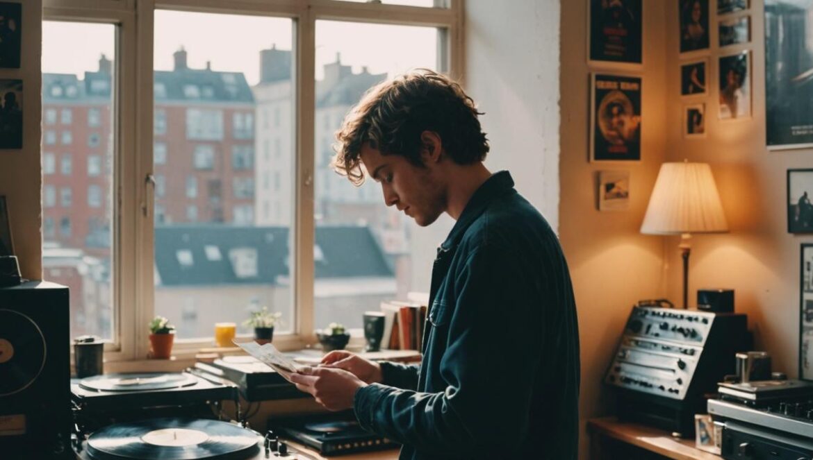 ¿Por qué Cindy Lee abandona Spotify y Apple Music? La revolución indie que enciende las redes Músico indie sosteniendo un vinilo en un apartamento lleno de pósters y equipos vintage.