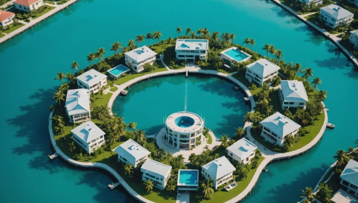 ¿Por qué Indian Creek (la isla de los millonarios) quiere enviar sus desechos a los vecinos? El privilegio que indigna Miami Vista aérea de Indian Creek con mansiones lujosas y tuberías hacia Surfside, Miami.