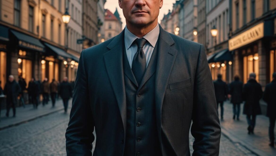 ¿Por qué la temporada 8 de ‘The Rookie’ promete acción a lo James Bond en Praga? Nathan Fillion como John Nolan vestido elegante en una calle de Praga al atardecer, con aire de espía.