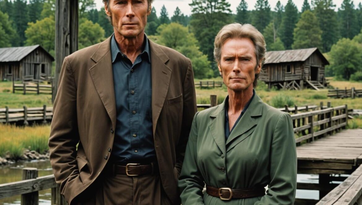 ¿Por qué Meryl Streep se sintió incómoda en ‘Los puentes de Madison’? El método Clint Eastwood bajo la lupa Meryl Streep y Clint Eastwood juntos en el set cerca de un puente cubierto, con miradas intensas y ambiente nostálgico.
