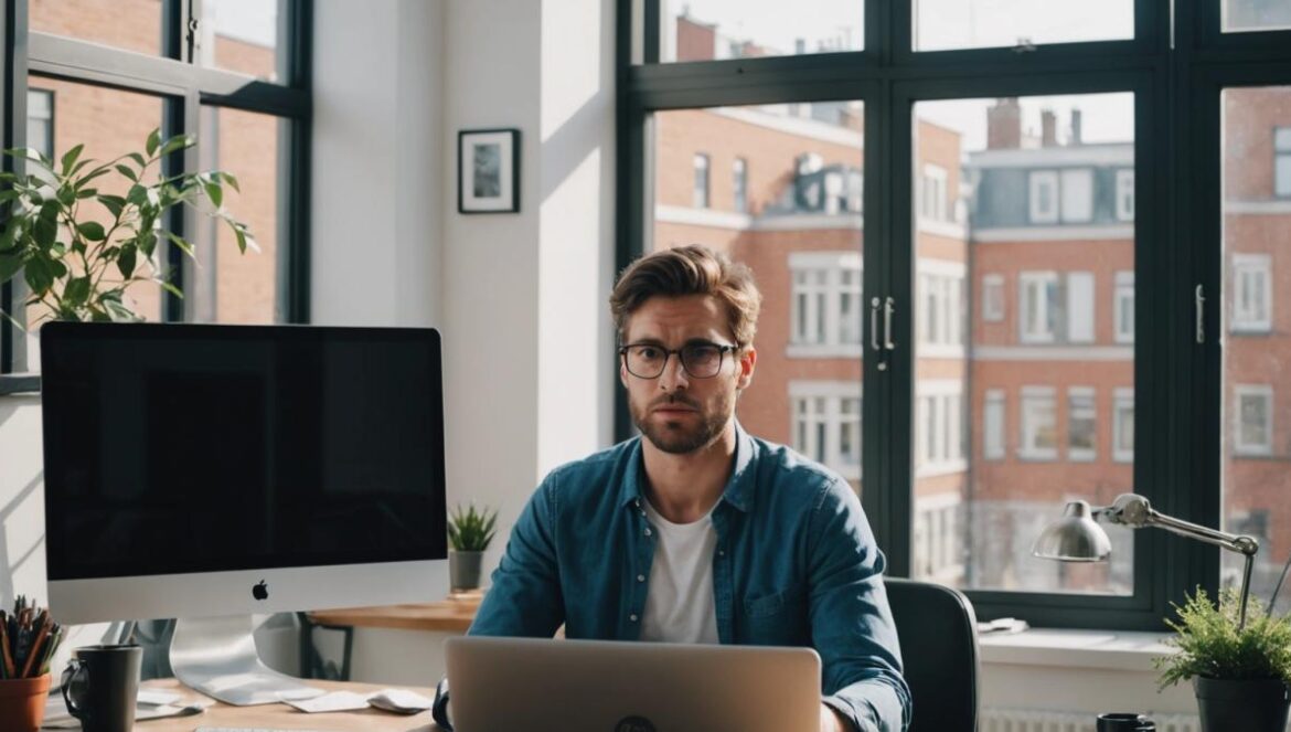 ¿Semana laboral de 4 días? El plot twist inesperado que dejó en shock a una empresa en Barcelona Un joven teletrabajador con dos portátiles abiertos y cara de sorpresa en su escritorio casero.