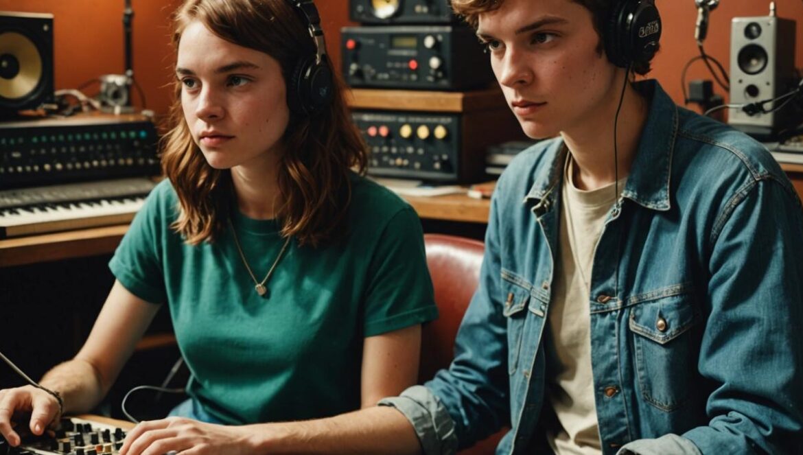 Water From Your Eyes encienden el indie: aliens, dinosaurios y un disco más optimista que nunca Dúo alternativo joven en estudio vintage rodeado de sintetizadores, dinosaurios de juguete y pósters cósmicos.