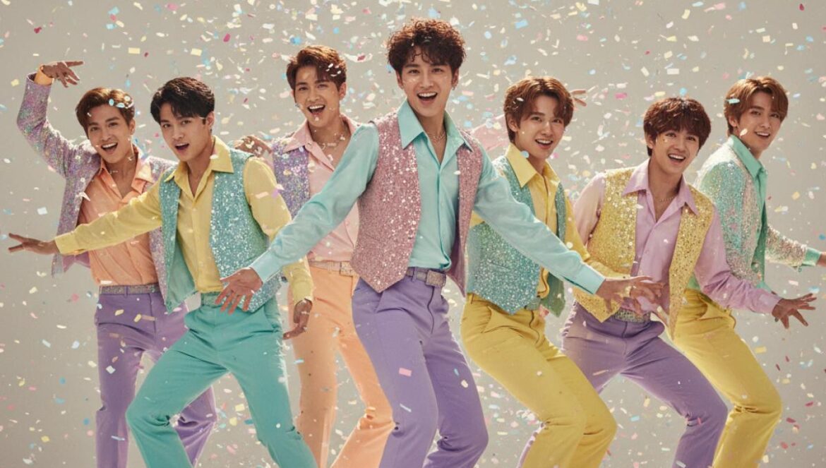 BTS Dynamite rompe los 2.000 millones en YouTube: así se coronó el himno disco que unió al mundo (y por qué tardó 5 años en lograrlo) Siete bailarines asiáticos con ropa retro pastel posan en estudio con confeti y luces de neón.