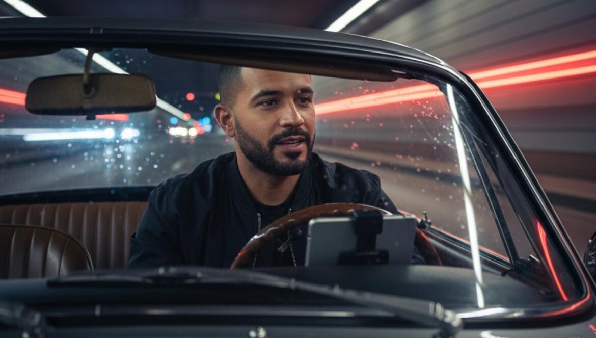 Drake enciende Iceman: “Somebody Loves Me Pt. 2” con Cash Cobain, guiños a Yeat y un mensaje sobre “legacy” que reordena su narrativa en plena tormenta legal Hombre joven conduciendo un coche deportivo clásico de noche, luces urbanas borrosas y brillo rojo detrás, plano centrado desde el parabrisas.