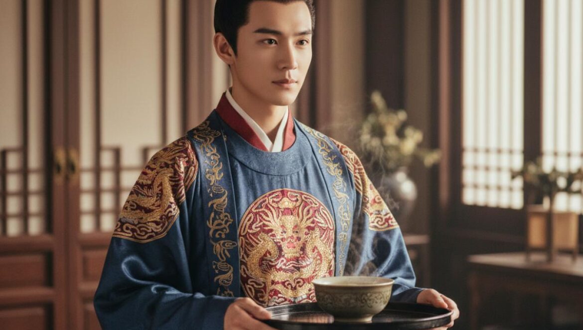 Lee ChaeMin incendia Bon Appetit, Your Majesty: del tirano enamorado al rey del Top 10 de Netflix Actor joven con hanbok real sosteniendo un cuenco humeante en un palacio, mirada intensa pero dulce.