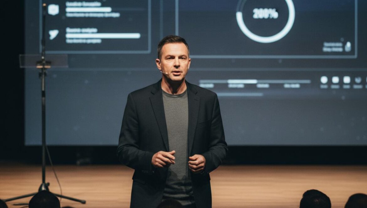 Meta AI se cae en vivo: así fue la demo que dejó a Zuckerberg sin salsa (ni excusa) en Meta Connect 2025 Presentador tech desconcertado en escenario; pantalla gigante congelada y público desenfocado.