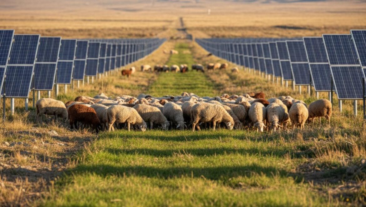 Paneles solares que reverdecen el desierto: China convierte Qinghai en pradera con 7 millones de placas — así nacen las ovejas fotovoltaicas y un parque del tamaño de Madrid Ovejas pastando entre hileras de paneles solares en un paisaje árido que empieza a reverdecer.