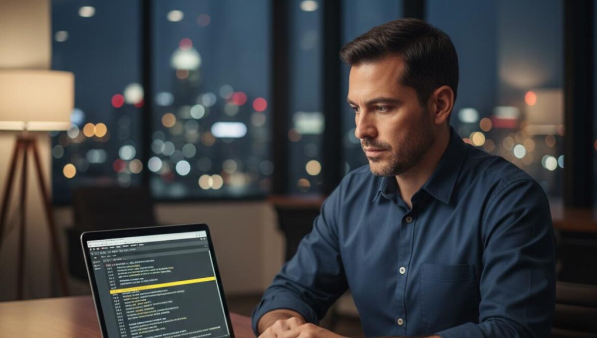 ¿Por qué todos hablan de RSL Standard? La jugada para cobrarle a la IA por tus datos Editor web revisa un robots.txt con términos de licencia en una oficina nocturna.
