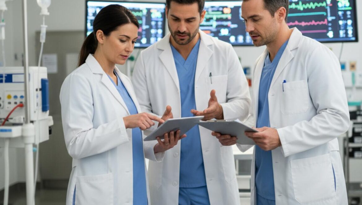 The Trauma Code enfría los rumores: Netflix niega rodaje doble, pero la secuela ya mueve fichas Equipo médico en una sala de trauma moderna debatiendo un caso urgente.