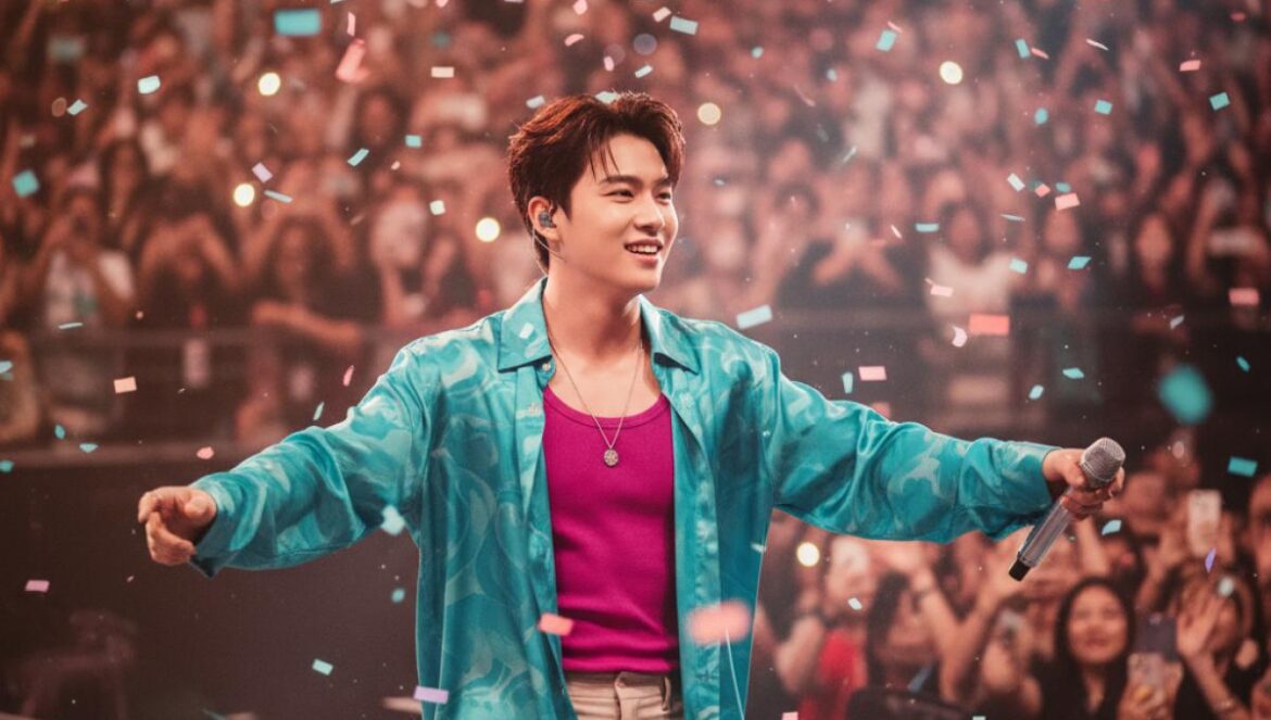 BTS Jin cierra su gira récord con dos noches en Incheon: así reinventó el fan engagement en K‑pop Cantante coreano saluda a fans en un estadio con confeti y luces púrpura.