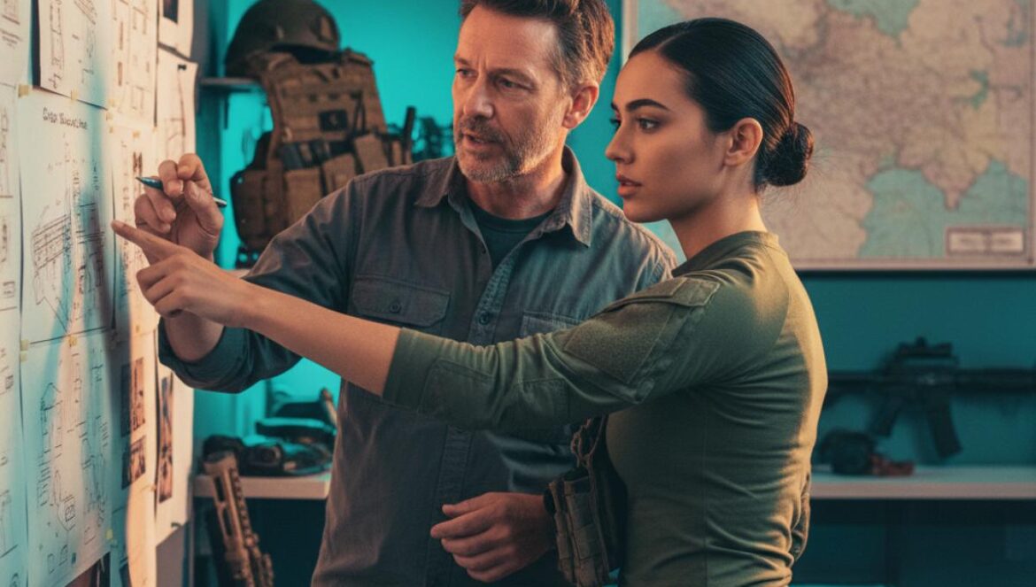 Call of Duty película: Sheridan y Berg prometen realismo; así puede funcionar sin traicionar al juego Director y consultora militar revisan storyboards en un estudio, con equipo táctico al fondo.