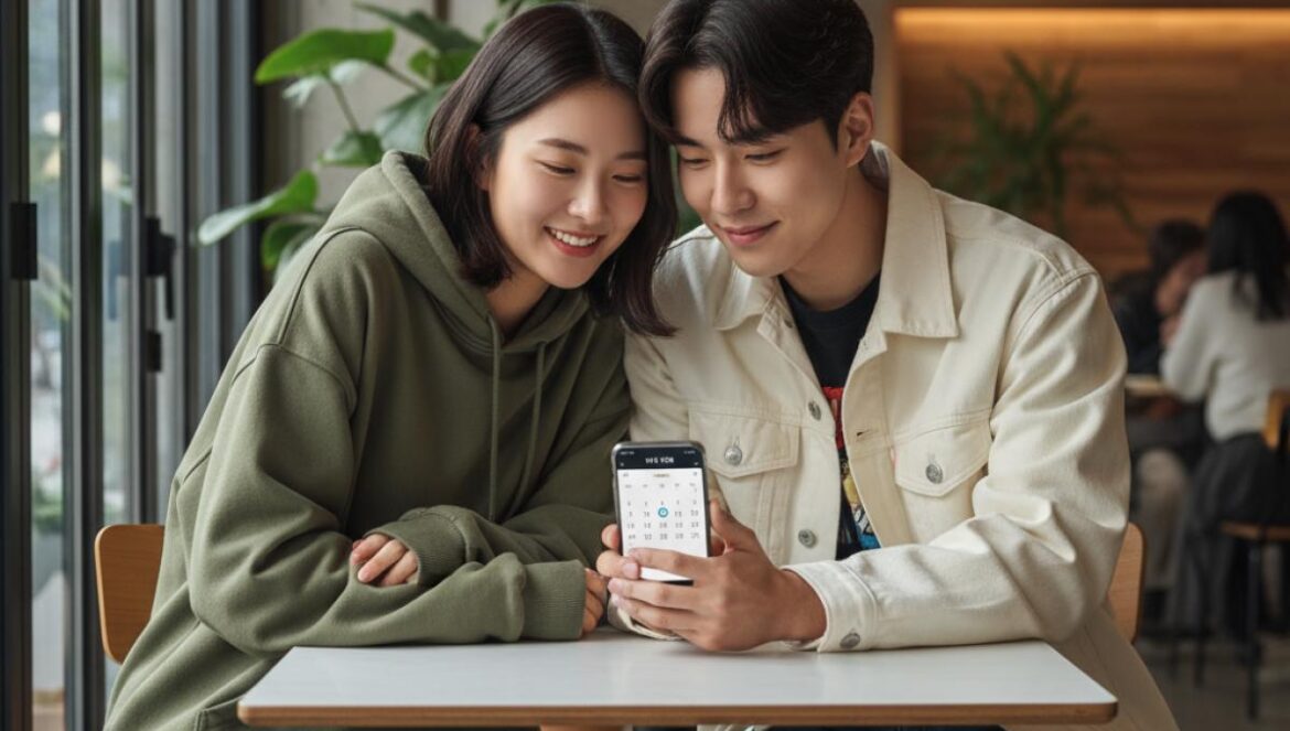 Edad coreana en 2025: qué cambió (y qué no) y cómo calcular la tuya sin liarte Dos jóvenes comparan su edad en un móvil con un calendario en una cafetería moderna.