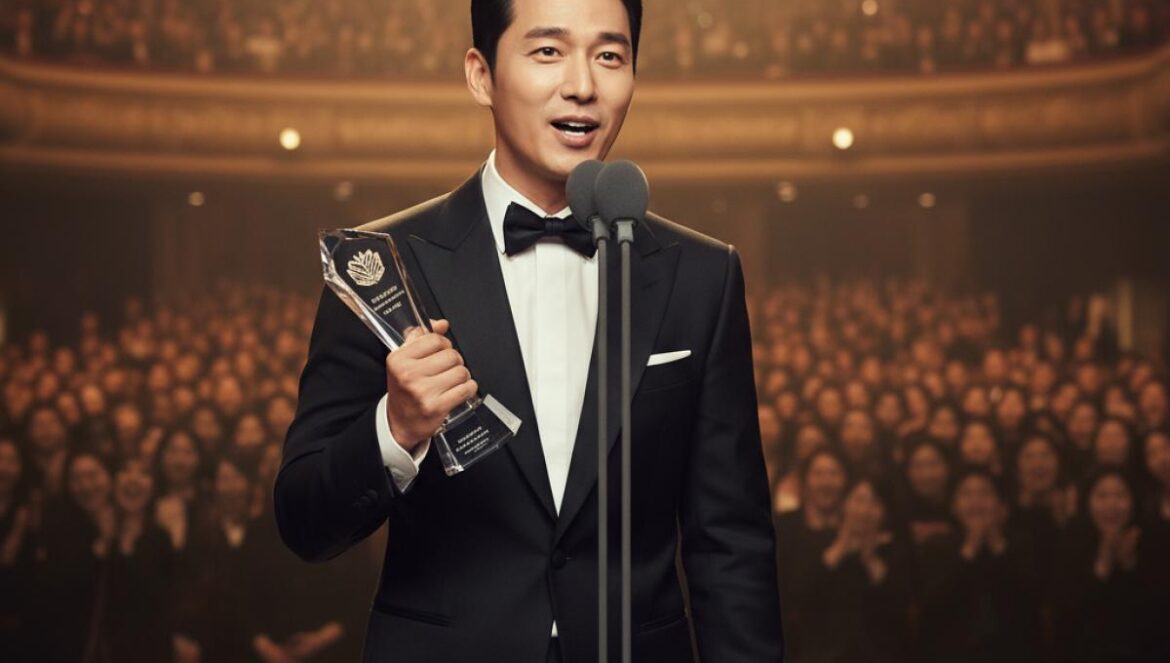 Joo Jihoon gana Mejor Actor en los Seoul Drama Awards 2025: así se consagra su reinado global Actor coreano con esmoquin negro, premio en mano, en un escenario dorado ante público.