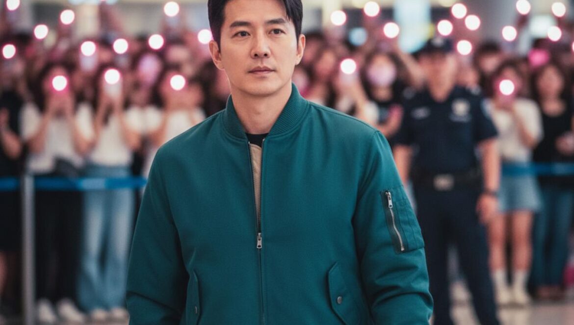 Lee Dong Wook en alerta: su agencia inicia acciones legales y expone la cara oscura del fan service Actor coreano de mediana edad en un aeropuerto, pecho arriba, con fans al fondo y seguridad discreta.