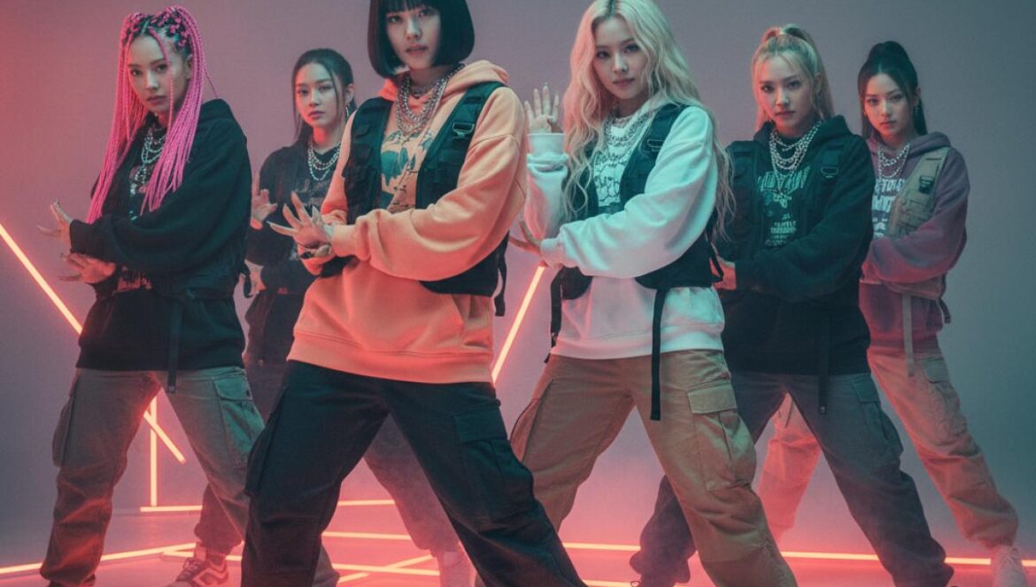 Meovv enciende ‘Burning Up’: presión máxima antes del IPO de The Black Label y el vacío de la 5ª gen Cinco idols femeninas asiáticas bailan sincronizadas en un estudio con neones rojos y estética madura.