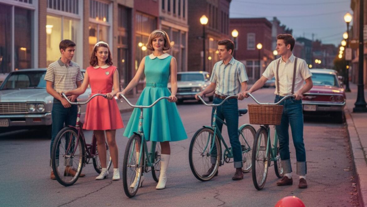 Welcome to Derry reescribe a Stephen King en TV: el prequel más inquietante y humano del universo It Adolescentes en los años 60, con bicis, miran un globo rojo junto a una alcantarilla en una calle tranquila.
