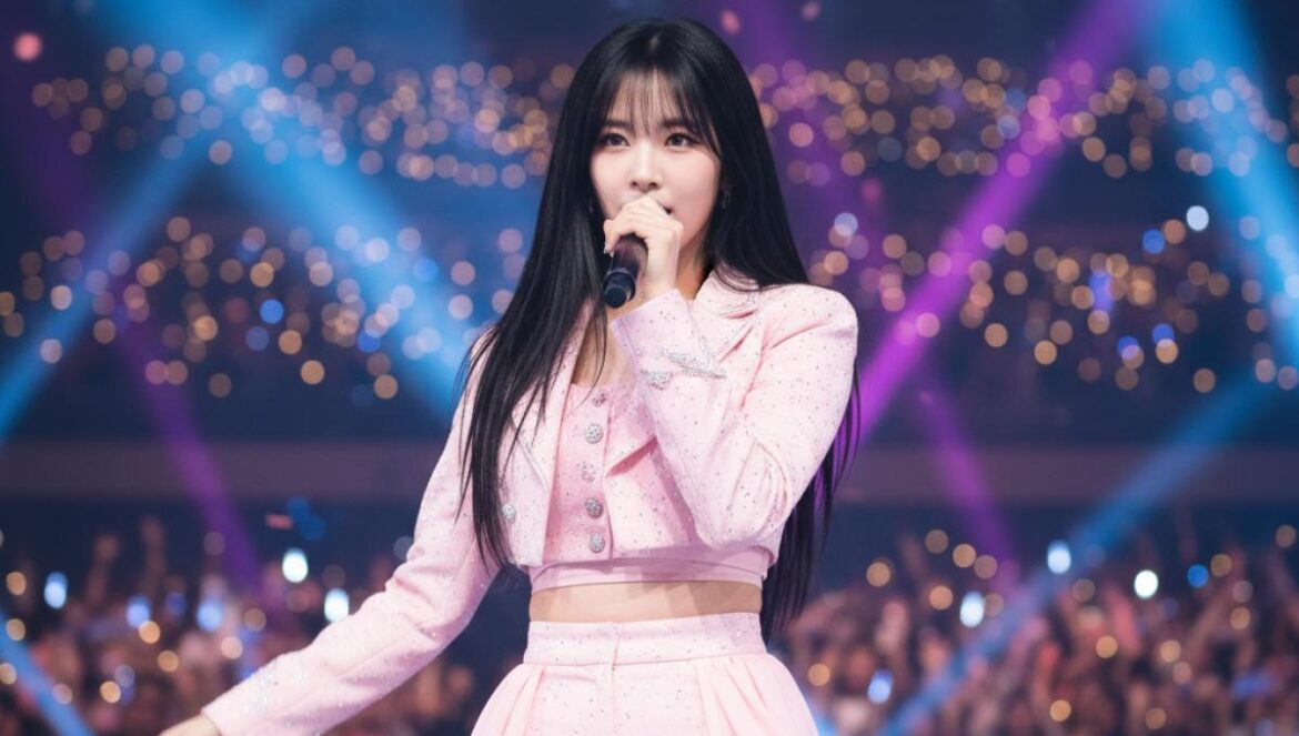 YoonA de UNIS rompe el molde: lo que nadie te contó de su ascenso y por qué 2025 será su año Idol asiática joven, waist-up, micro en mano, luces de concierto y actitud segura durante un rap.