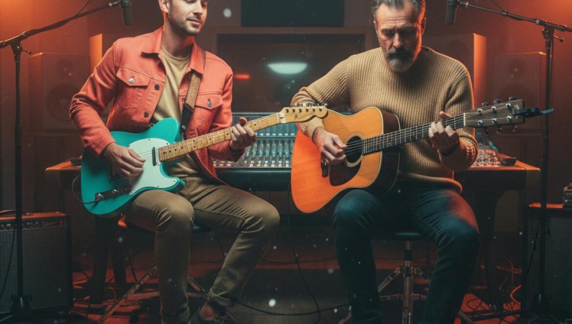 Chat Pile y Hayden Pedigo rompen el mapa del ruido: In The Earth Again como abrazo fatal y hermoso Dos músicos en estudio, uno con guitarra eléctrica y pedales, otro con acústica, grabando concentrados.