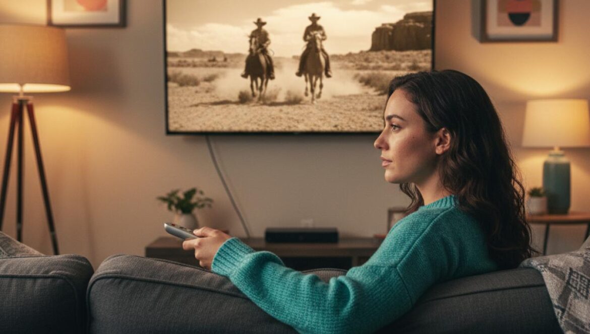 Clint Eastwood regresa con “El fuera de la ley” en La 2: el wéstern que lo consagró y que él aún presume Espectadora en un salón nocturno, mando en mano, viendo un wéstern clásico en la televisión.