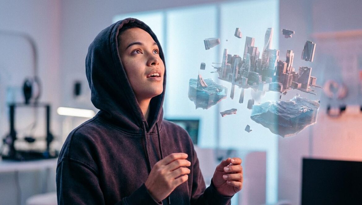 Coma, el sci‑fi ruso que juega con los sueños donde Inception no llega Joven con sudadera oscura mira asombrado una ciudad flotante y fragmentada de ciencia ficción.