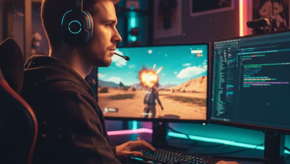 Concord revive en servidores privados: cómo tres modders están haciendo por Sony lo que Sony no quiso Joven jugando en PC con un shooter en pantalla y código abierto en un segundo monitor.