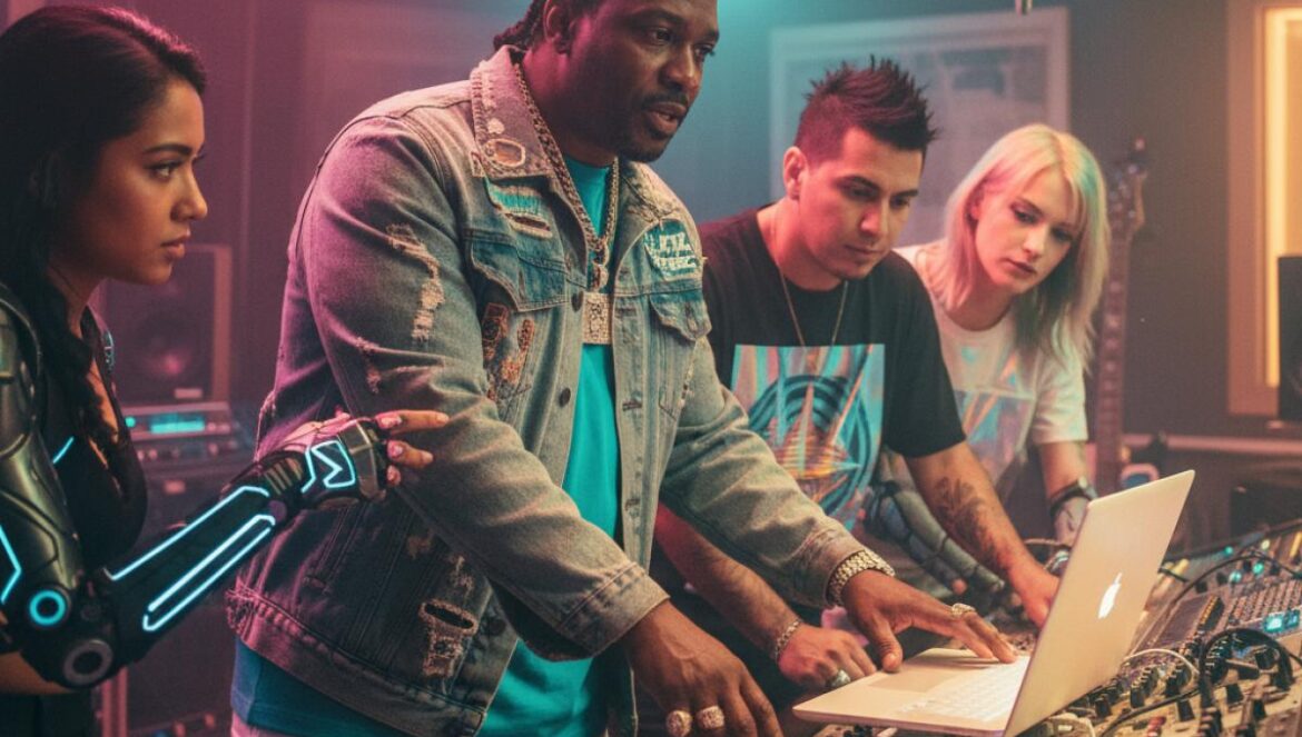 Danny Brown en Stardust: cómo un veterano adopta el underground queer y reinventa el rap sin nostalgia Rapero de unos 40 años colabora con jóvenes productores en un estudio, frente a una mesa de mezclas.