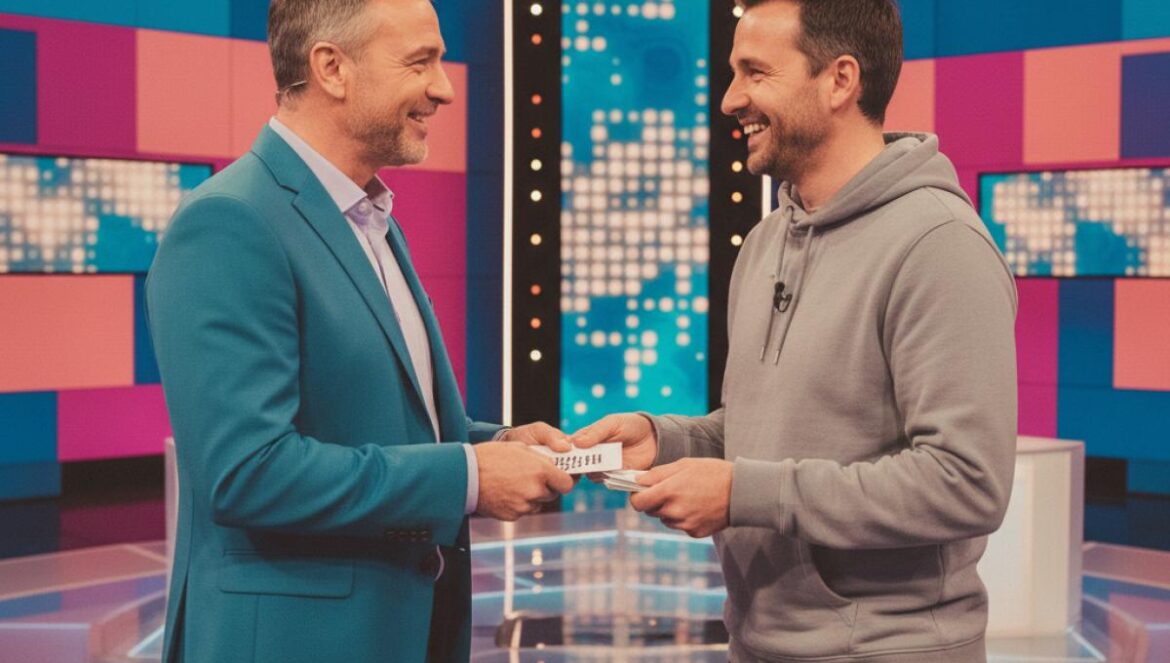 “Gefragt – Gejagt”: cuando Alexander Bommes cede el trono al técnico Edgar y la tele se vuelve humana en directo Técnico de un concurso de televisión toma las tarjetas del presentador y se coloca frente al público en el plató.