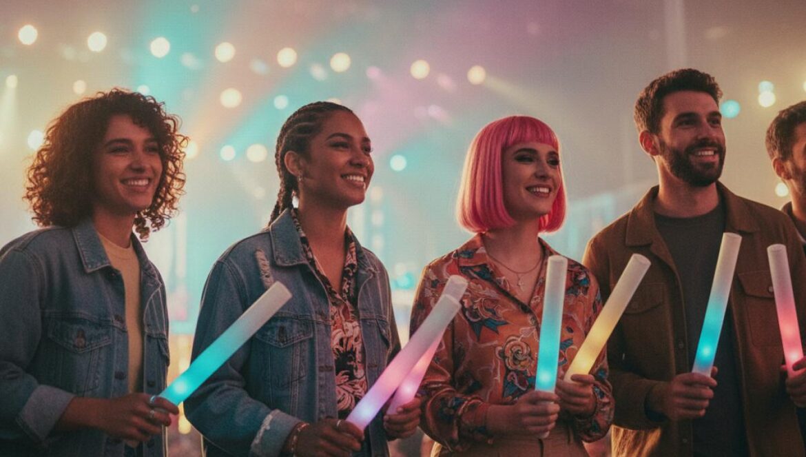 Giras K‑pop 2026: rutas a España y LatAm, fancons en alza y el nuevo juego de entradas que lo cambia todo Fans con lightsticks levantados frente a un escenario iluminado en un pabellón cubierto.